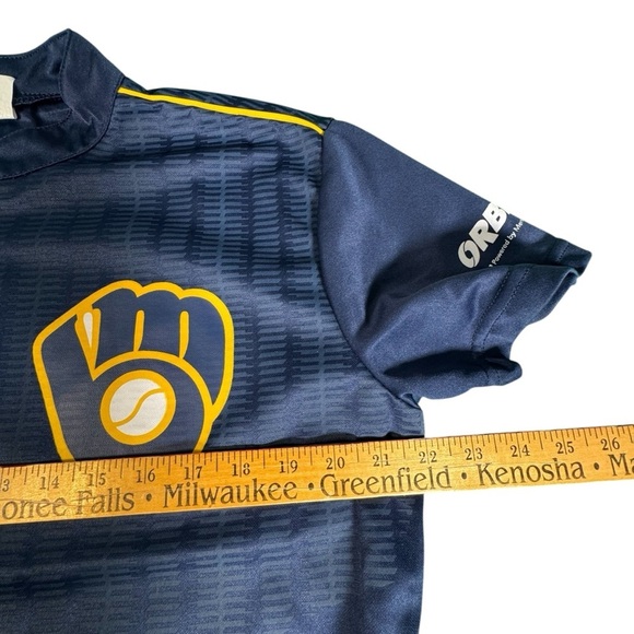 Adult Milwaukee Brewers SGA 1/4 Zip Pullover Warm Up Shirt Navy Size Medium - Picture 8 of 11